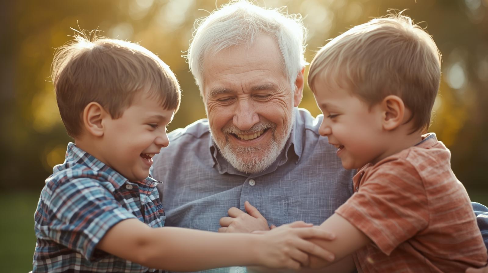 Please Provide An Image Of A Grandparent Playing With Their Grandchildren